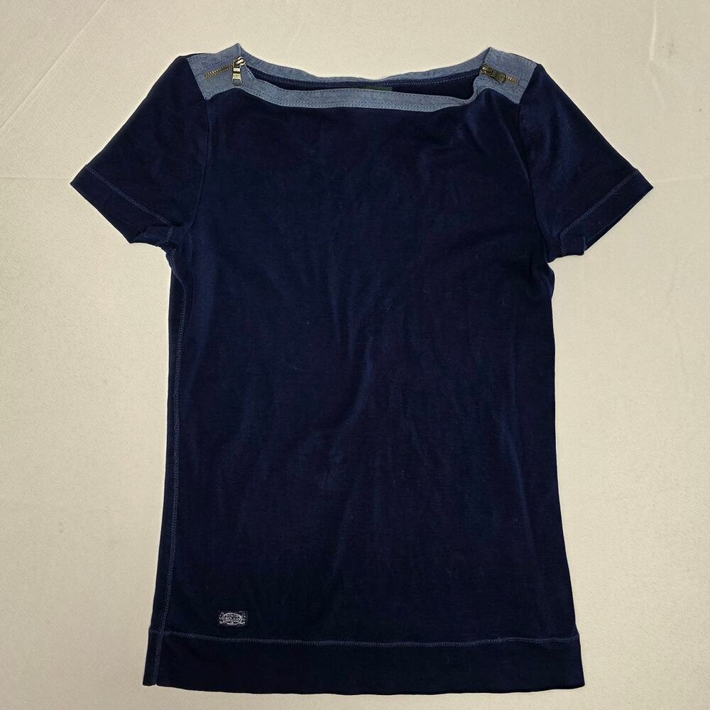 Lauren Ralph Lauren navy blue short-sleeve boatneck top
